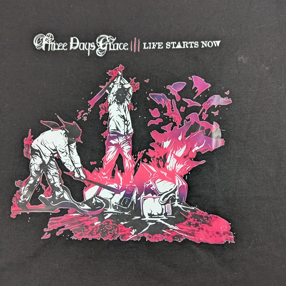 Three Days Grace Concert Tee Lets Start Now Band Destroying Equipment 2XL